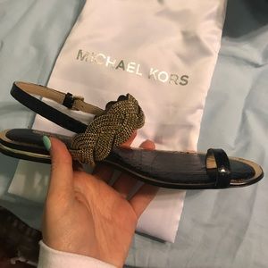 Michael kors snake black and gold sandals